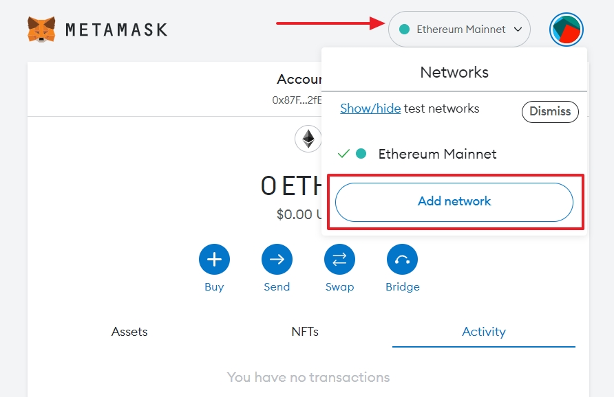 Add a custom network to your MetaMask