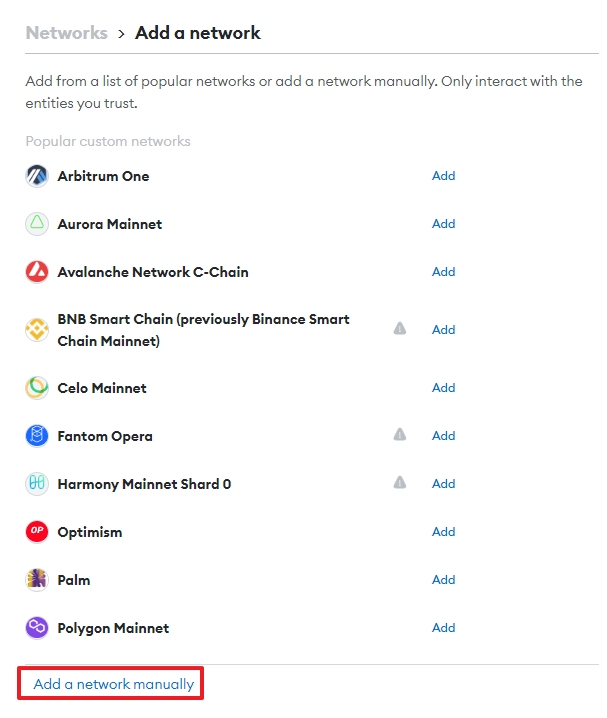 Add a custom network to your MetaMask